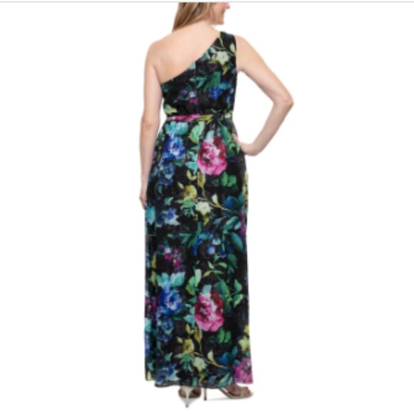 Sl Fashions Women's Floral-Print One-Shoulder Maxi Dress - Black Multi - Picture 2 of 2